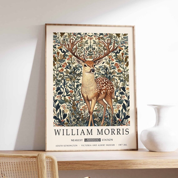 William Morris Print Deer Poster William Morris Poster Botanical Print Kew Gardens Poster Jungle Art Animal Print Floral Art