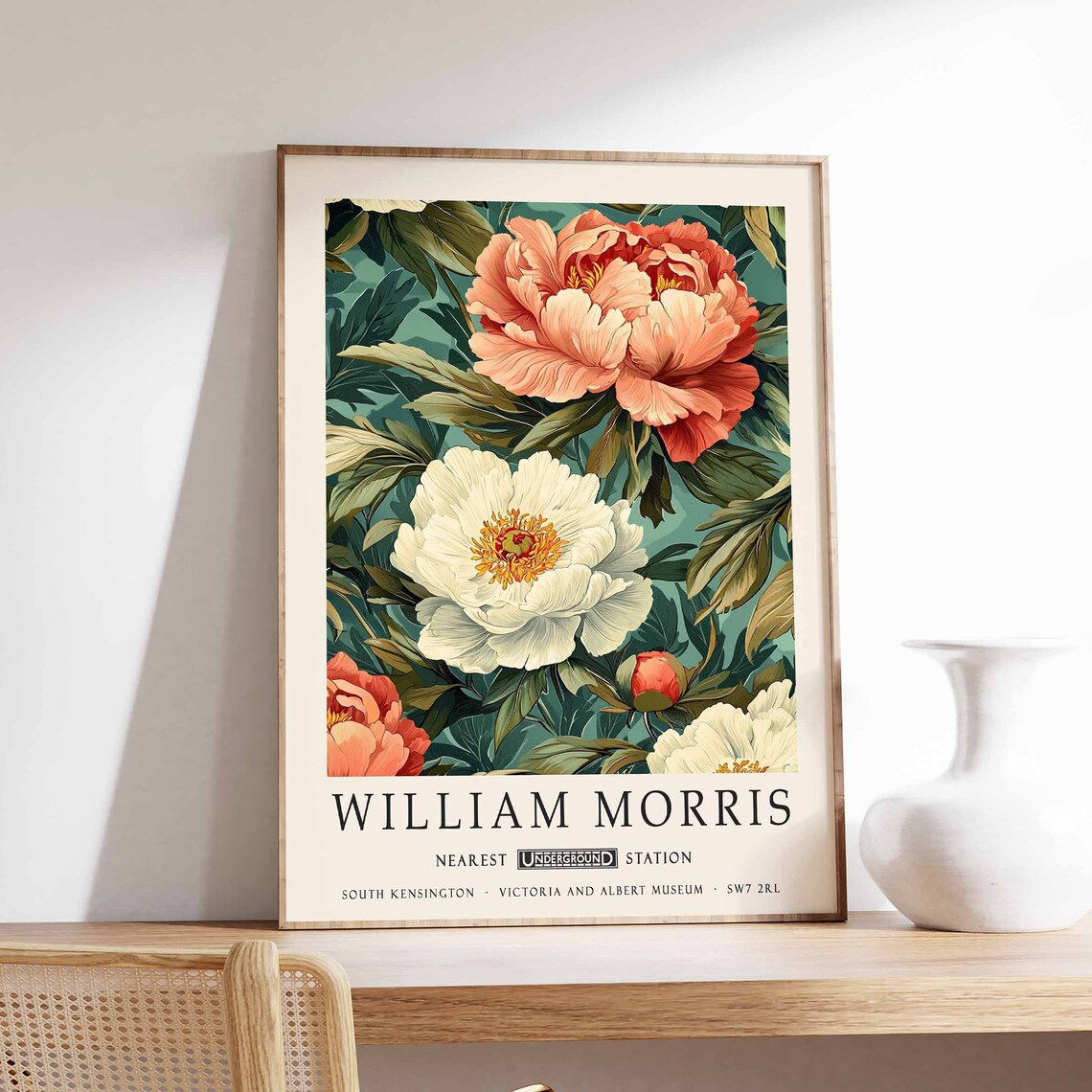William Morris Vintage Peony Blossom Floral Botanical Museum Poster - Image 4