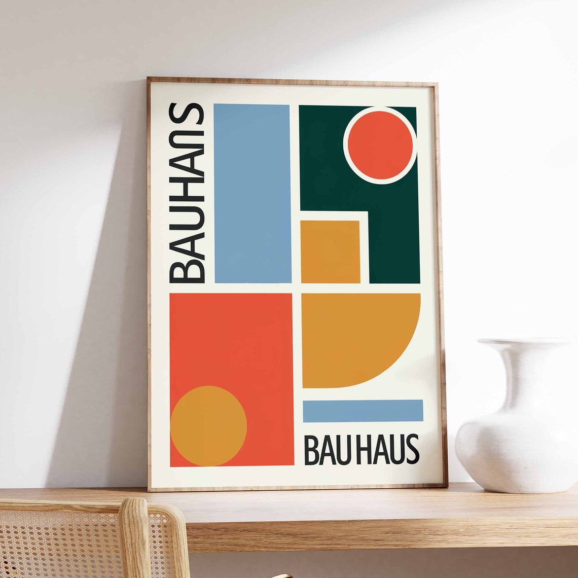 Bauhaus Retro Bold Blocks Mid Century Modern Geometric Art Poster