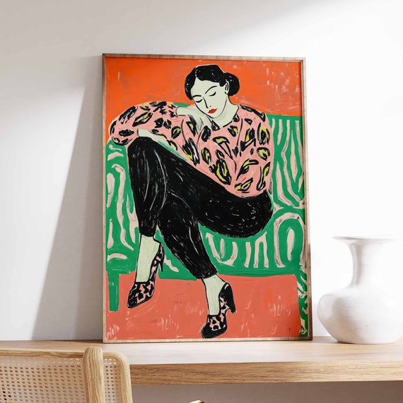 Retro Poster Woman Print 70s Poster Vintage Poster Psychedelic Art Trippy Art Boho Wall Art 70s Wall Print Trendy Poster