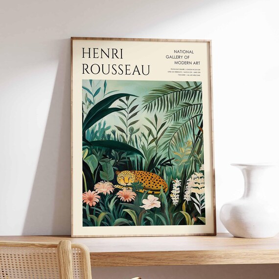 Henri Rousseau Vintage Poster Boho Print Tropical Decor Botanical Wall Art Floral Poster Animal Art Jungle Print Exotic Poster