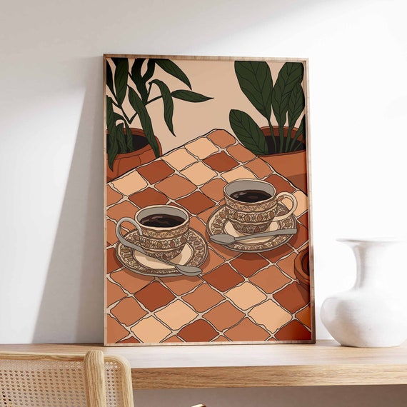 Coffee Poster Middle Eastern Food Print Kitchen Decor Retro Coffee Art Vintage Food Art Food And Drink Poster Coffee Print