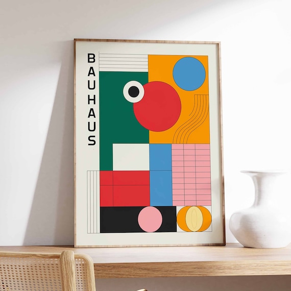 Bauhaus Poster Retro Bauhaus Print Modernist Wall Art Geometric Print Abstract Decor Mid Century Poster Modernist Art Minimalist Art
