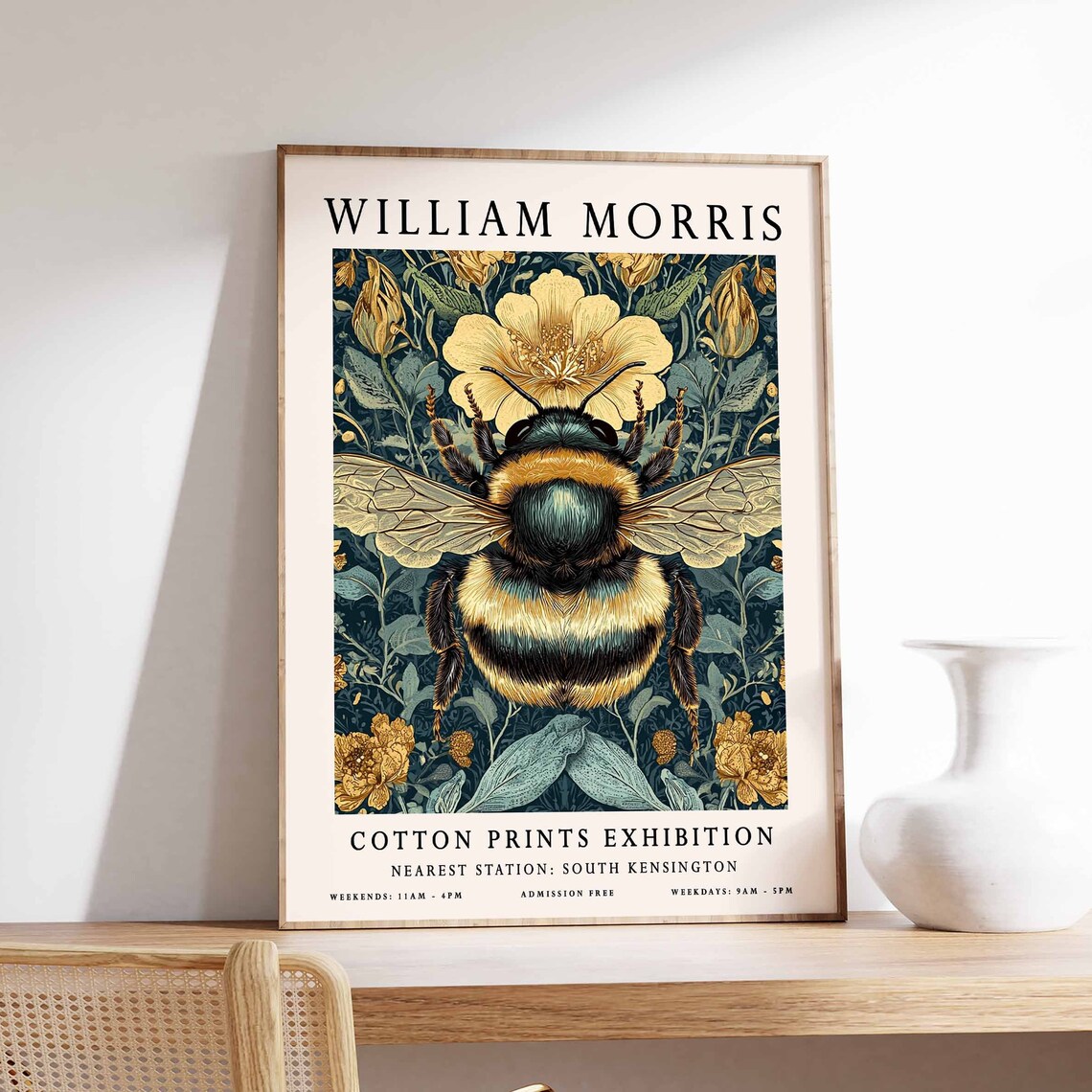 William Morris Bumble Bee Botanical Art Print