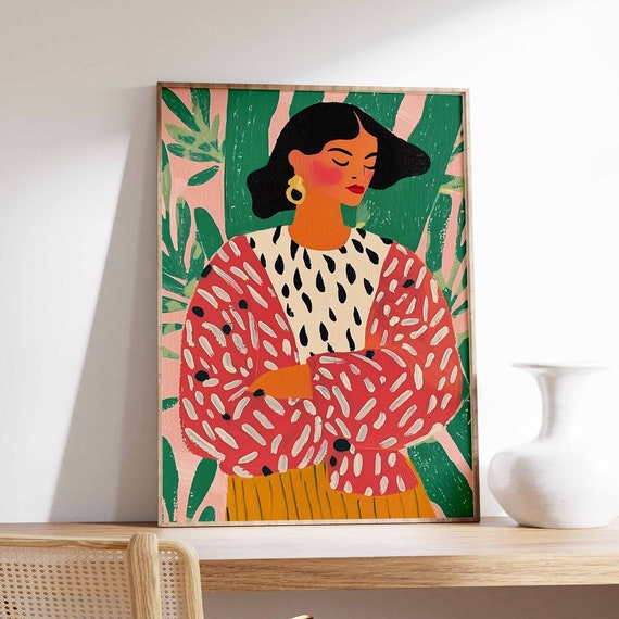 Retro Poster Woman Print 70s Poster Vintage Poster Psychedelic Art Trippy Art Boho Wall Art 70s Wall Print Trendy Poster