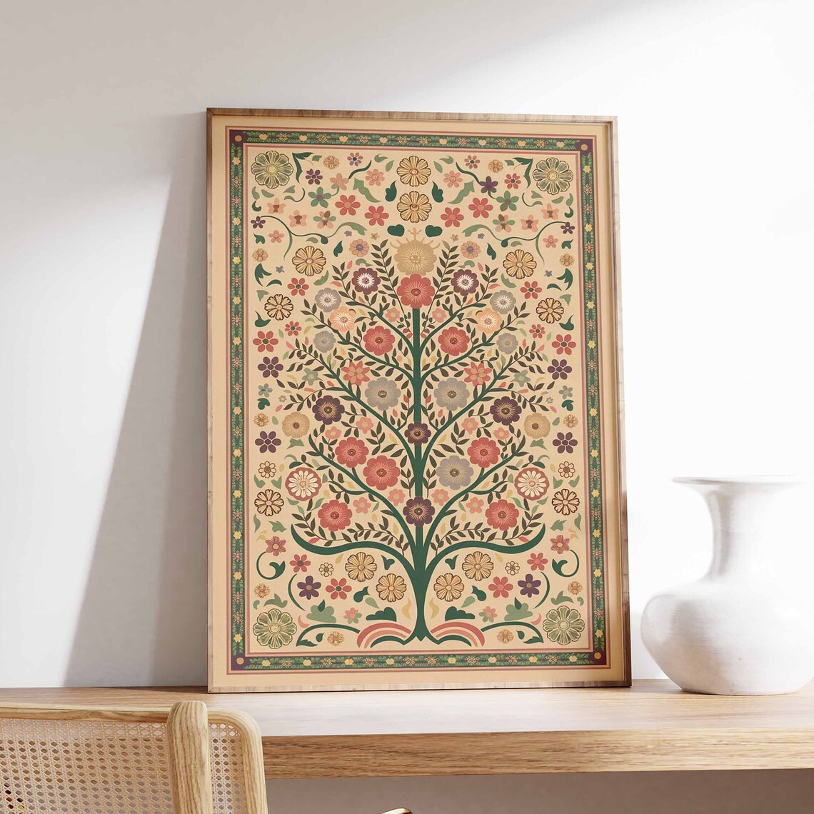 Multicolor Millefiori Indian Tree of Life Flower Bloom Poster Colorful
