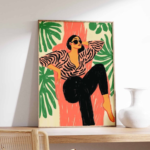 Retro Poster Woman Print 70s Poster Vintage Poster Psychedelic Art Trippy Art Boho Wall Art 70s Wall Print Trendy Poster