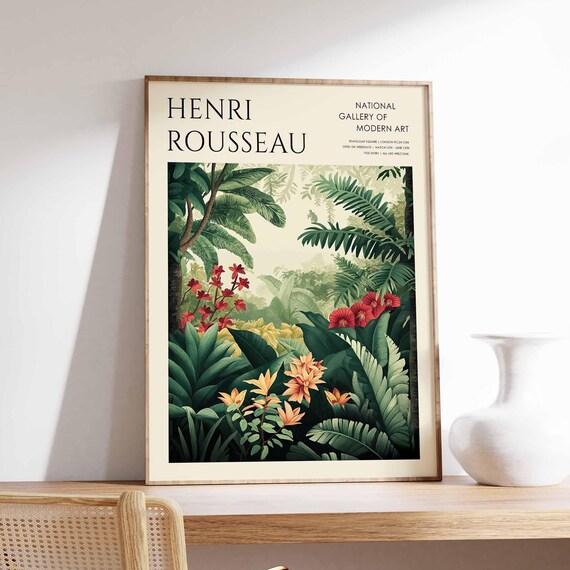 Henri Rousseau Vintage Poster Boho Print Tropical Decor Botanical Wall Art Floral Poster Animal Art Jungle Print Exotic Poster
