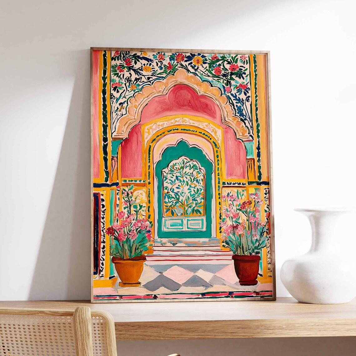 Colorful Mughal Style Arched Doorway Floral Exotic Art Poster