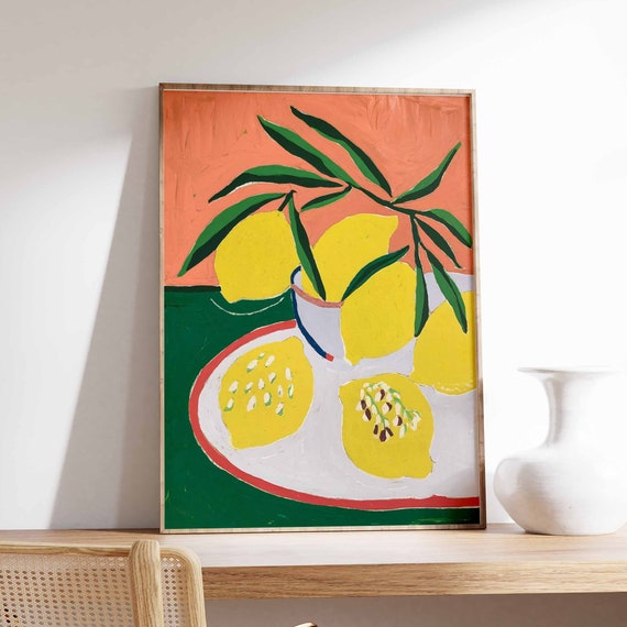 Dinner Table Food Print Lemon Poster Retro Food Art Kitchen Poster Kitchen Decor Food Illustration Poster Food Poster Food Gift