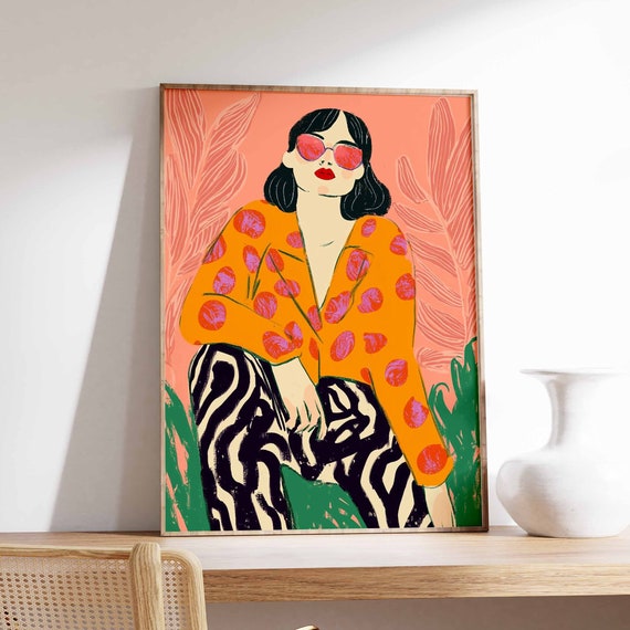 Retro Poster Woman Print 70s Poster Vintage Poster Psychedelic Art Trippy Art Boho Wall Art 70s Wall Print Trendy Poster