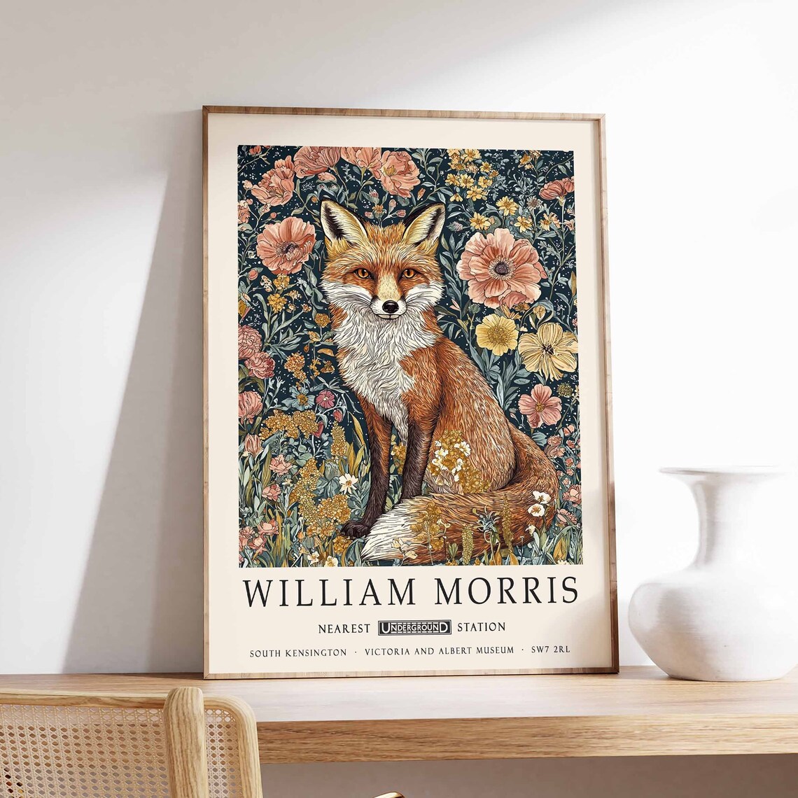 William Morris Fox Floral Woodland London Botanical Art Poster