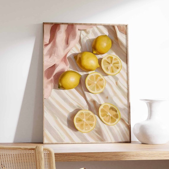 Lemons Poster Tropical Decor Lemon Print Kitchen Wall Art Boho Art Retro Food Art Kitchen Poster Kitchen Decor Food Poster Food Art
