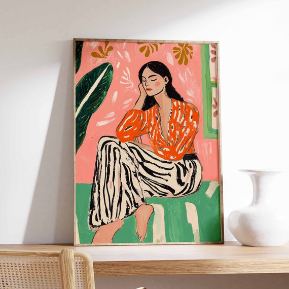 Retro Poster Woman Print 70s Poster Vintage Poster Psychedelic Art Trippy Art Boho Wall Art 70s Wall Print Trendy Poster