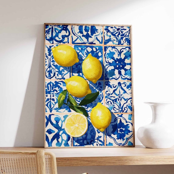 Lemons Poster Tropical Decor Lemon Print Kitchen Wall Art Boho Art Retro Food Art Kitchen Poster Kitchen Decor Food Poster Food Art