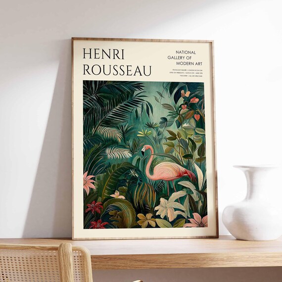 Henri Rousseau Vintage Poster Boho Print Tropical Decor Botanical Wall Art Floral Poster Animal Art Jungle Print Exotic Poster