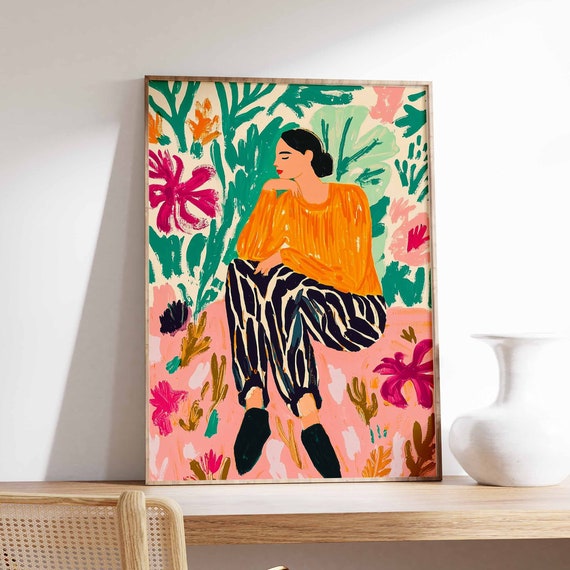 Retro Poster Woman Print 70s Poster Vintage Poster Psychedelic Art Trippy Art Boho Wall Art 70s Wall Print Trendy Poster