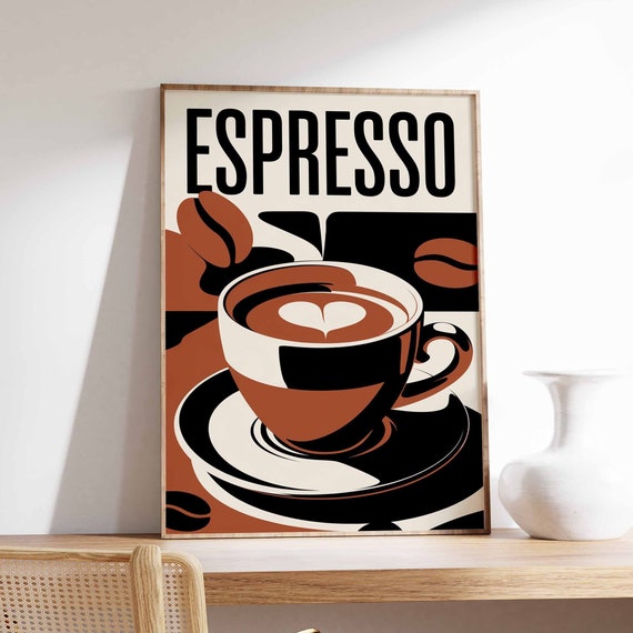Espresso Poster Coffee Print Kitchen Decor Cafe Poster Retro Drinks Art Vintage Food Print Coffee Shop Decor