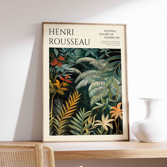 Henri Rousseau Vintage Poster Boho Print Tropical Decor Botanical Wall Art Floral Poster Animal Art Jungle Print Exotic Poster
