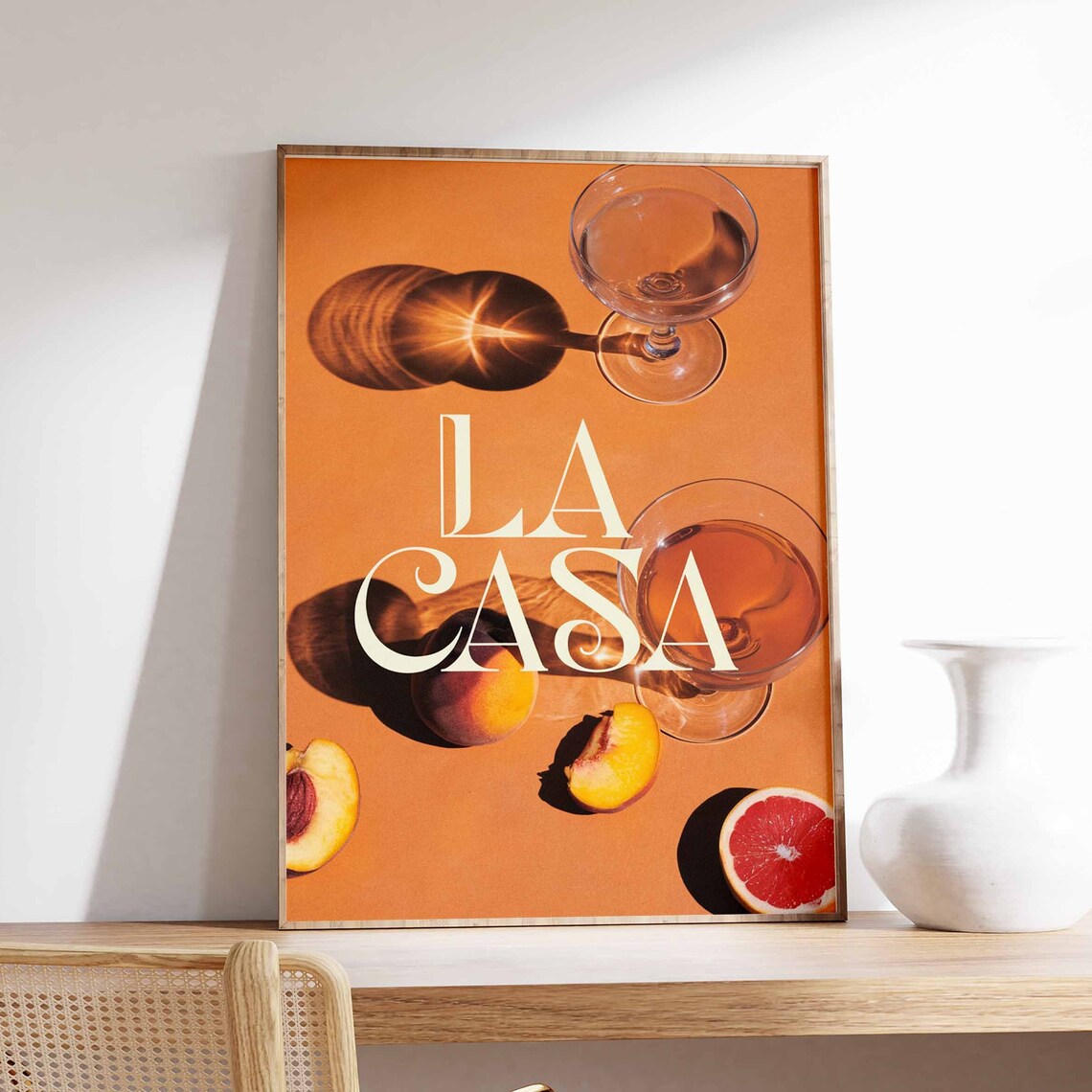 La Casa Elegant Serif Cocktail Peach Grapefruit Terracotta Poster