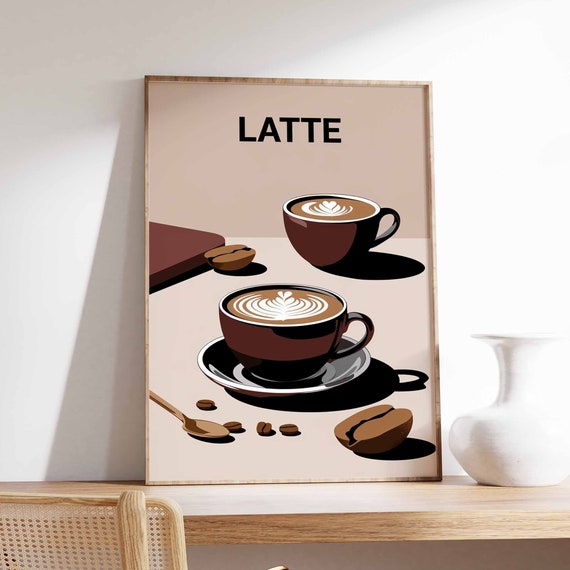 Iced Coffee Poster Coffee Print Kitchen Decor Cafe Poster Retro Drinks Art Vintage Food Print Coffee Shop Decor