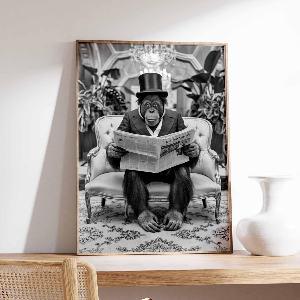 Funny Animal Poster Orangutan Print Surreal Poster Photographic Art Funny Print Surrealist Art Animal Print Retro Decor Animal Gift