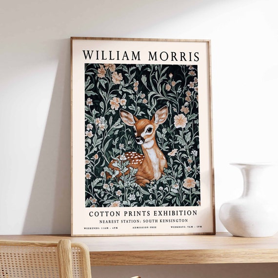 William Morris Print Deer Poster William Morris Poster Botanical Print Kew Gardens Poster Jungle Art Animal Print Floral Art