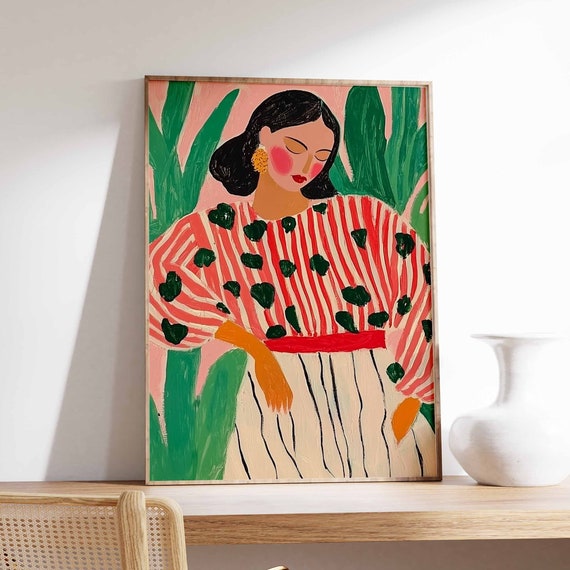 Retro Poster Woman Print 70s Poster Vintage Poster Psychedelic Art Trippy Art Boho Wall Art 70s Wall Print Trendy Poster