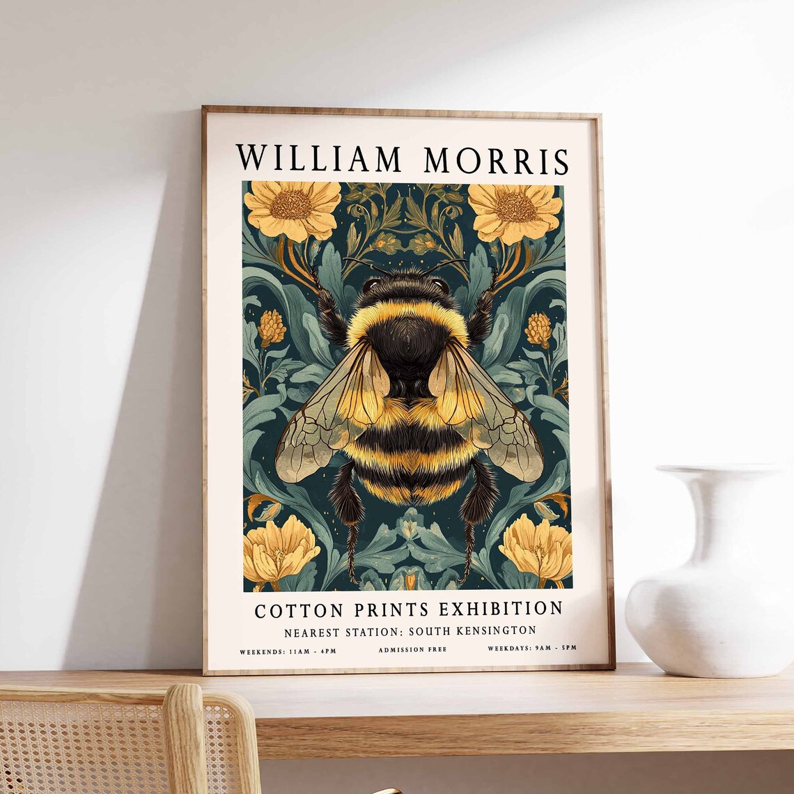 William Morris Bumble Bee Botanical Poster