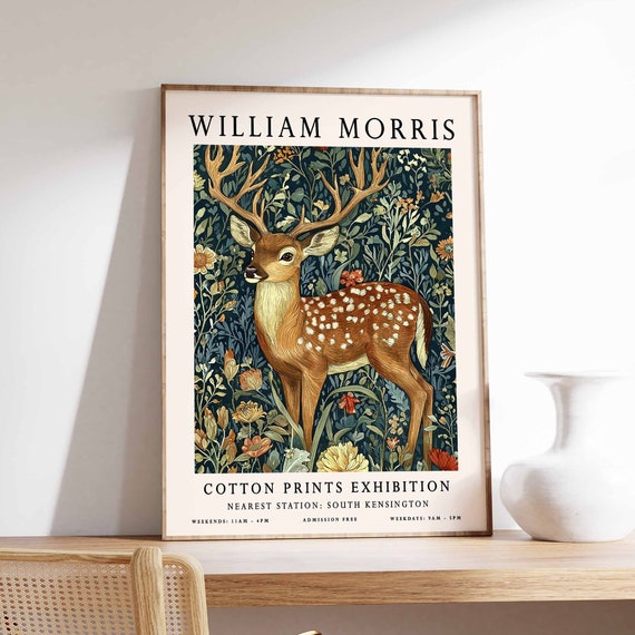 William Morris Print Deer Poster William Morris Poster Botanical Print Kew Gardens Poster Jungle Art Animal Print Floral Art