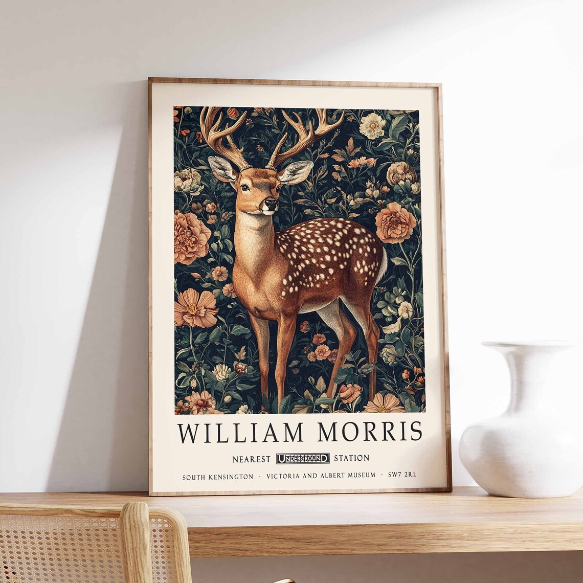 William Morris Deer Botanical Poster, Kew Gardens