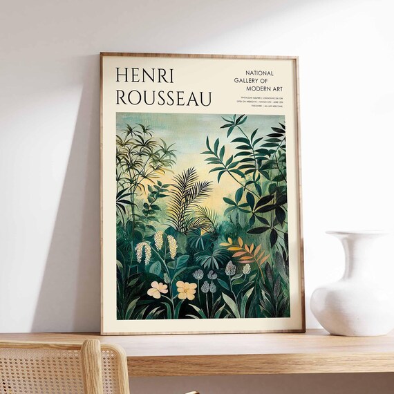 Henri Rousseau Vintage Poster Boho Print Tropical Decor Botanical Wall Art Floral Poster Animal Art Jungle Print Exotic Poster