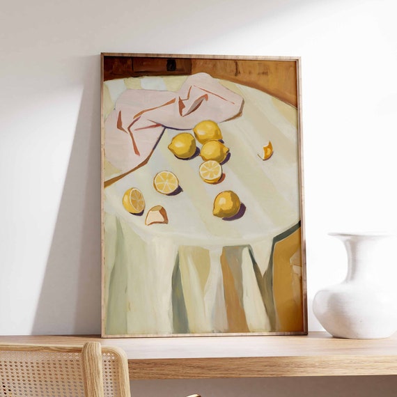 Lemons Poster Tropical Decor Lemon Print Kitchen Wall Art Boho Art Retro Food Art Kitchen Poster Kitchen Decor Food Poster Food Art