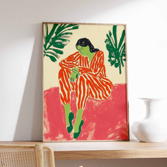 Retro Poster Woman Print 70s Poster Vintage Poster Psychedelic Art Trippy Art Boho Wall Art 70s Wall Print Trendy Poster