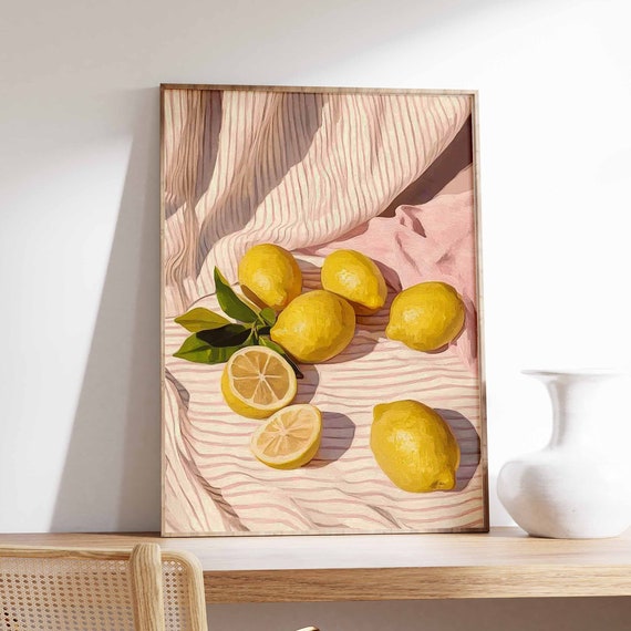Lemons Poster Tropical Decor Lemon Print Kitchen Wall Art Boho Art Retro Food Art Kitchen Poster Kitchen Decor Food Poster Food Art