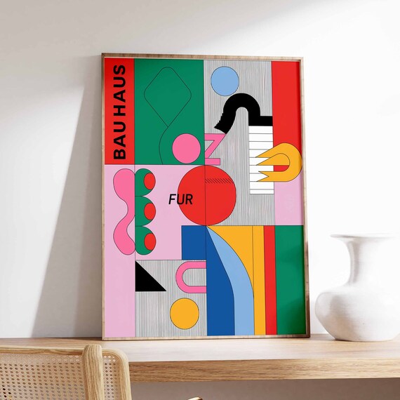Bauhaus Poster Retro Bauhaus Print Modernist Wall Art Geometric Print Abstract Decor Mid Century Poster Modernist Art Minimalist Art