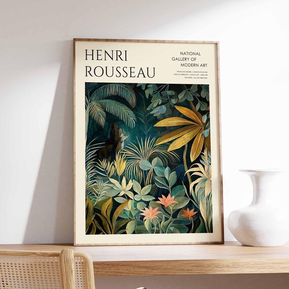 Henri Rousseau Vintage Poster Boho Print Tropical Decor Botanical Wall Art Floral Poster Animal Art Jungle Print Exotic Poster