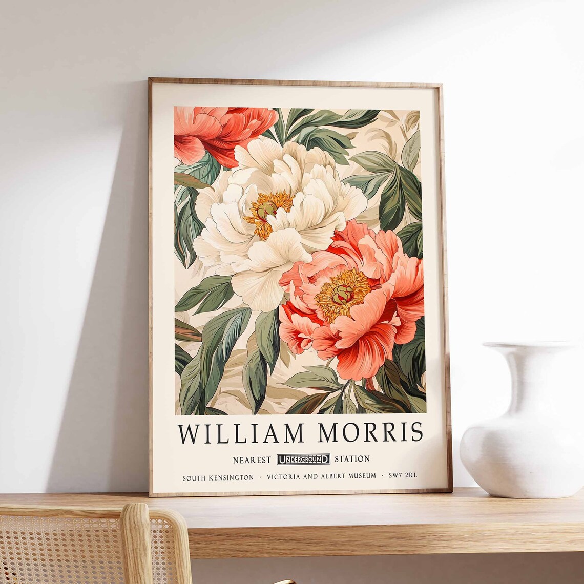 William Morris Peony Floral South Kensington Vintage Museum Poster