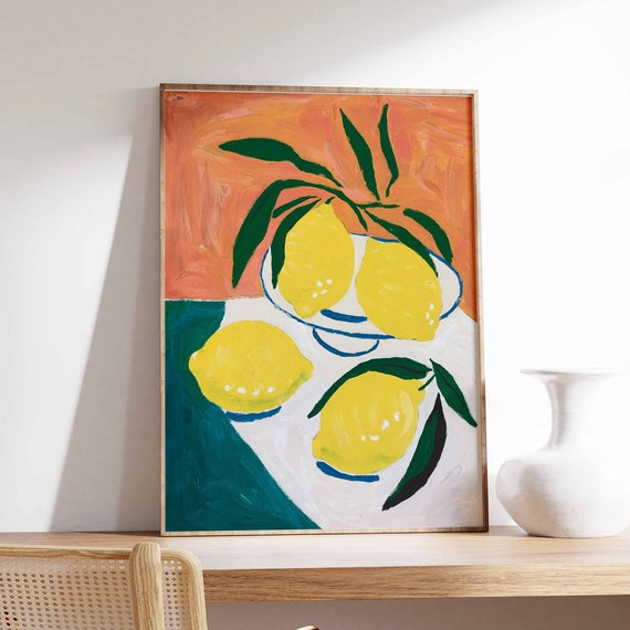Dinner Table Food Print Lemon Poster Retro Food Art Kitchen Poster Kitchen Decor Food Illustration Poster Food Poster Food Gift