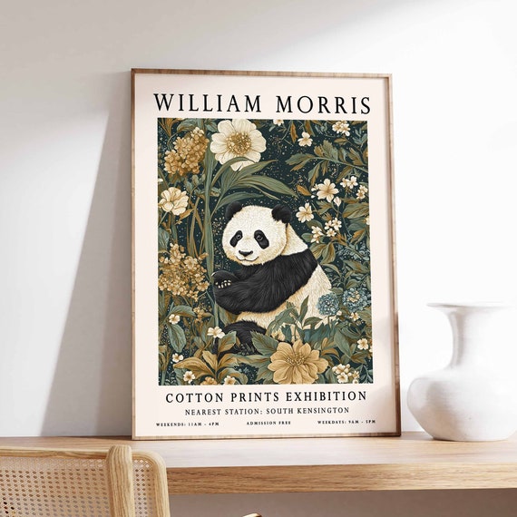 William Morris Print Panda Poster William Morris Poster Botanical Print Kew Gardens Poster Jungle Art Animal Print Floral Art