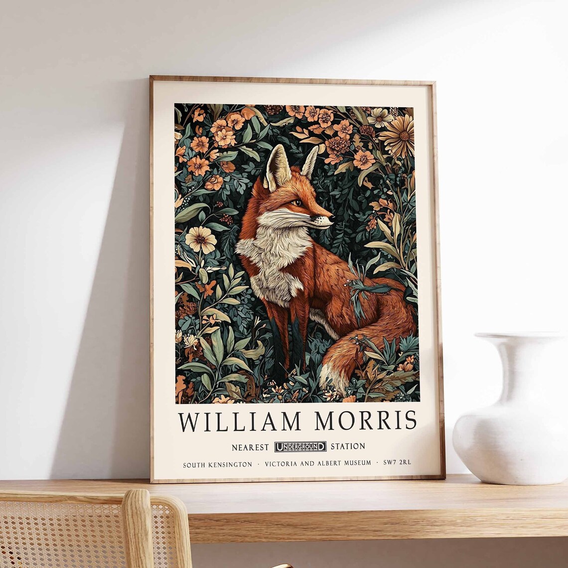 William Morris Fox Woodland Floral Autumn Wildlife Art Poster