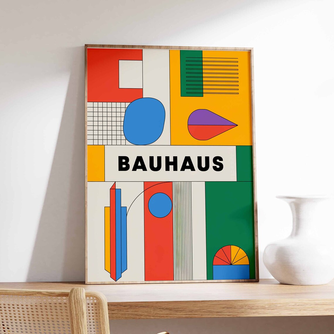 Bauhaus Abstract Bold Colorful Geometric Design Modernist Poster