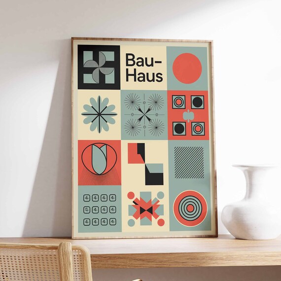 Bauhaus Poster Retro Bauhaus Print Modernist Wall Art Geometric Print Abstract Decor Mid Century Poster Modernist Art Minimalist Art