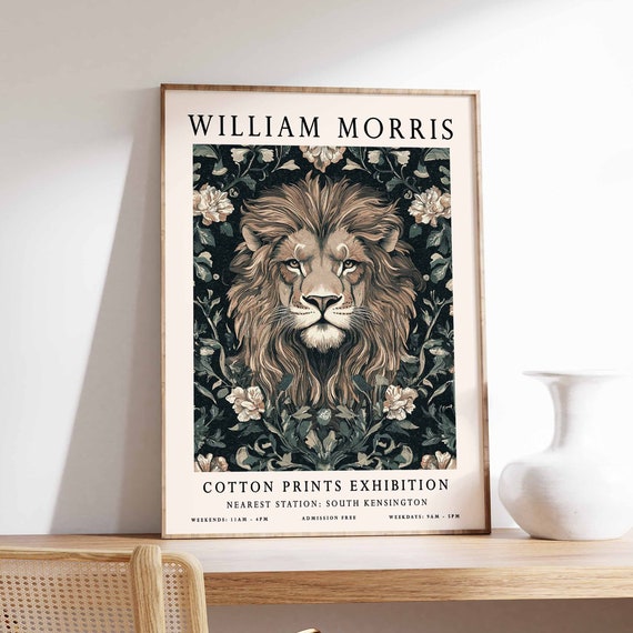 William Morris Print Lion Poster William Morris Poster Botanical Print Kew Gardens Poster Jungle Art Animal Print Floral Art