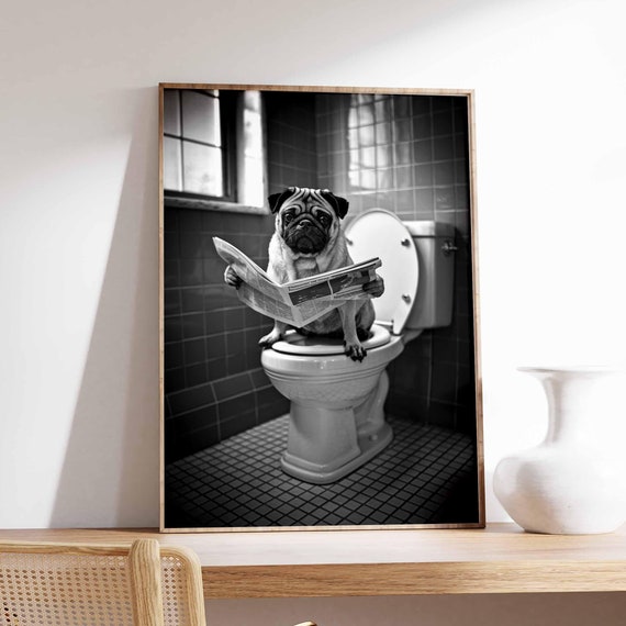 Funny Dog Poster Bathroom Decor Surreal Poster Photographic Art Funny Print Surrealist Art Animal Print Retro Decor Animal Gift