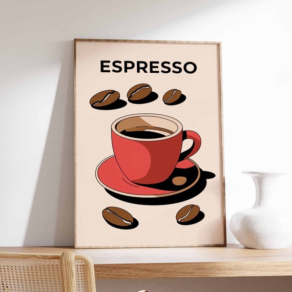 Espresso Poster Coffee Print Kitchen Decor Cafe Poster Retro Drinks Art Vintage Food Print Coffee Shop Decor