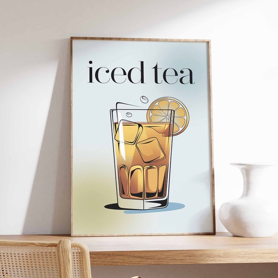 Iced Coffee Poster Coffee Print Kitchen Decor Cafe Poster Retro Drinks Art Vintage Food Print Coffee Shop Decor