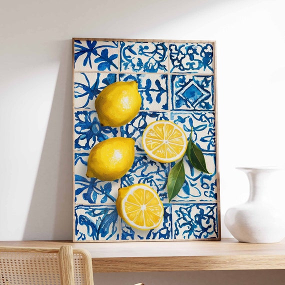 Lemons Poster Tropical Decor Lemon Print Kitchen Wall Art Boho Art Retro Food Art Kitchen Poster Kitchen Decor Food Poster Food Art
