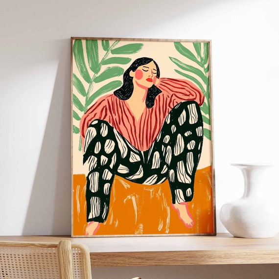 Retro Poster Woman Print 70s Poster Vintage Poster Psychedelic Art Trippy Art Boho Wall Art 70s Wall Print Trendy Poster