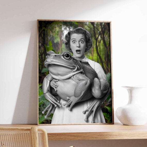 Surreal Frog Poster Photographic Art Funny Poster Surrealist Print Retro Wall Art Retro Decor Trippy Poster Quirky Wall Art